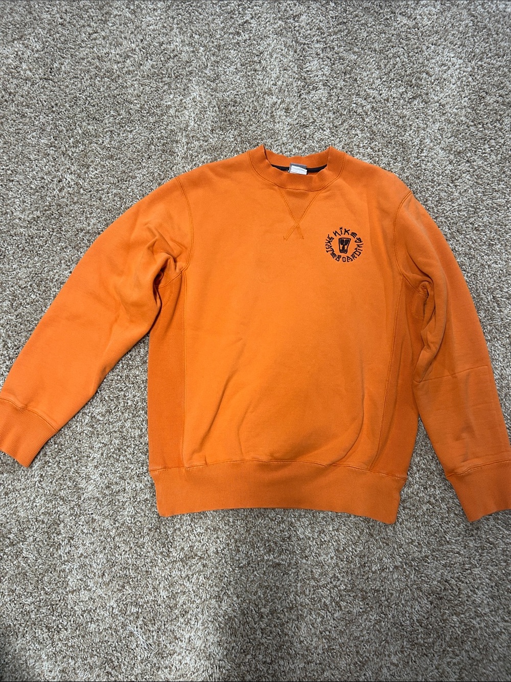 Nike Orange Crewneck Sweatshirt with Chest Logo